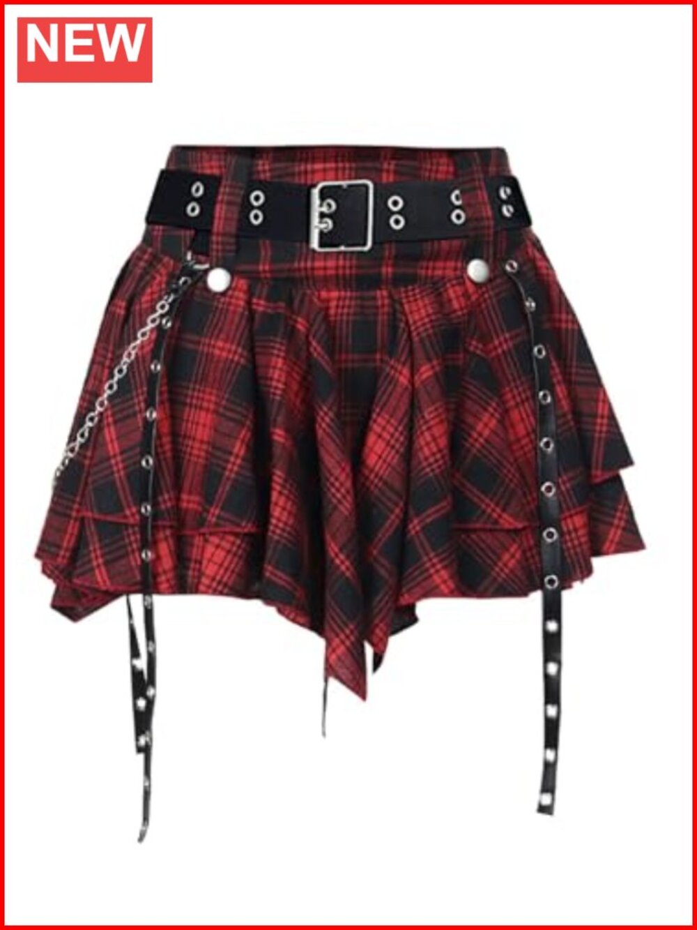 Womens Plaid Mini Skirt High Waisted A-Line Pleated Skort Goth Y2K
